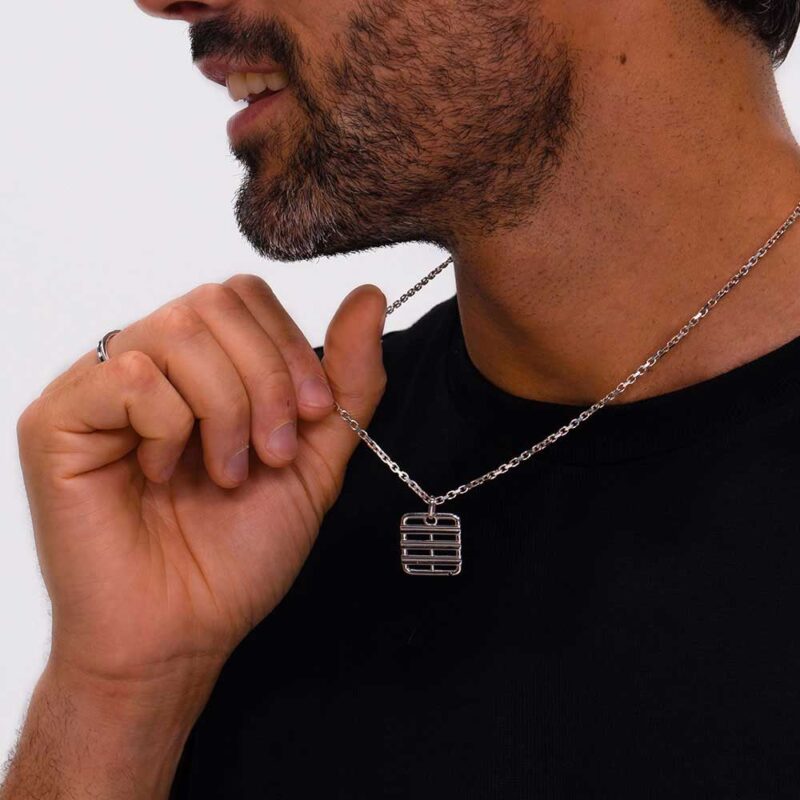 Flongo Collana Uomo In Acciaio Inox - Ciondolo A Forma Di Bicicletta, Maglia Spessa 8mm - Lunghezza 55 Cm