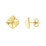 Women's square stud earrings in gold-plated silver.