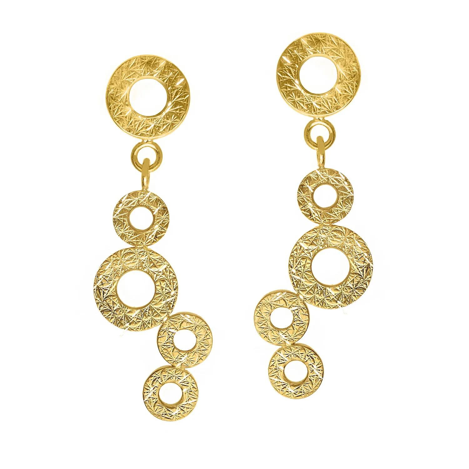 Orecchini Pendenti Rotondi Oro – Zirconia Cubica – Gioielli Moda Unisex, Regalo Per Lei E Lui