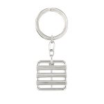 Men's key ring in the shape of a barbecue grill in rhodium-plated silver.