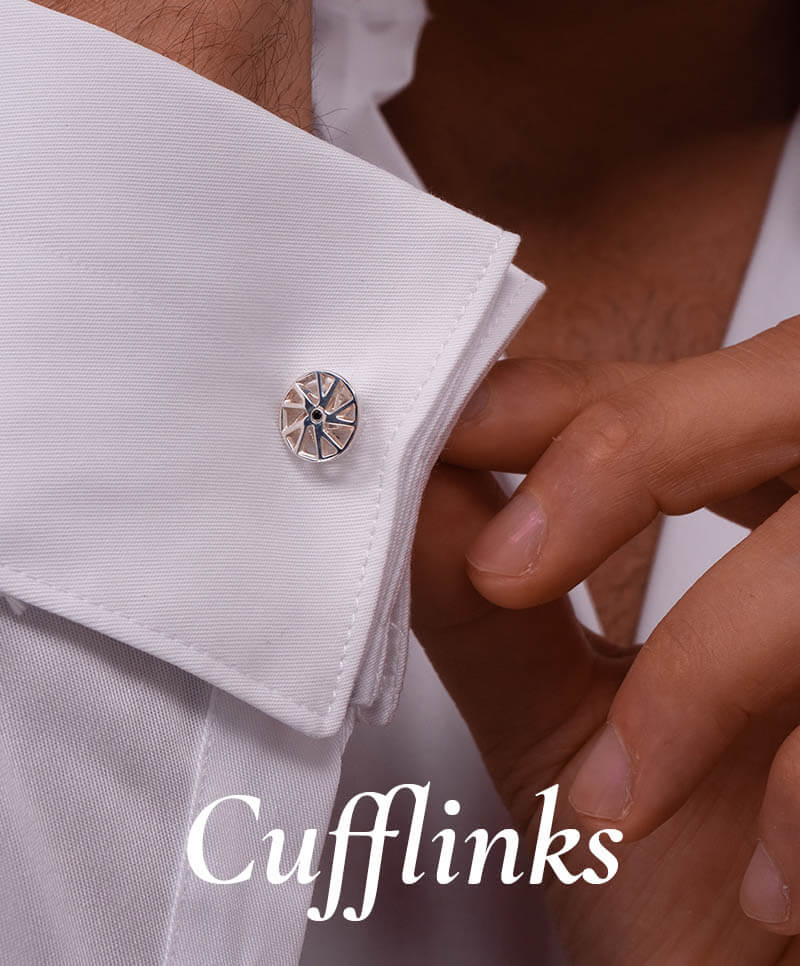 Silver cufflinks for men.