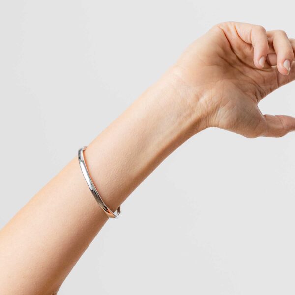 Bracciale Rigido Acciaio Color Oro Con Pendente Smaltato Rosa Baby - Foto 10