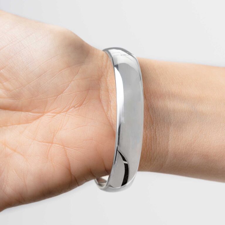 Bracciale Rigido Acciaio Color Oro Con Pendente Smaltato Rosa Baby - Foto 3