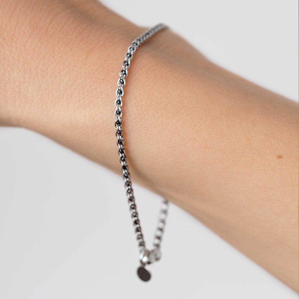 Flongo Bracciale Aperto Donna A Forma Di Piuma - Acciaio Inossidabile Color Argento - Gioiello Fashion
