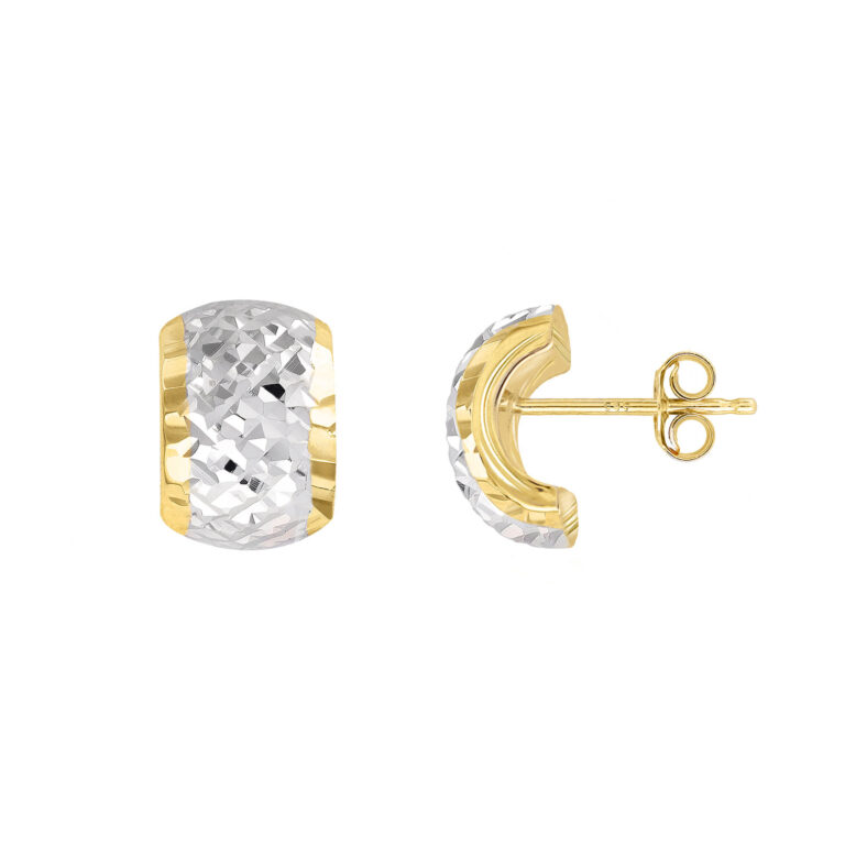 Lucchetta Orecchini Oro Giallo 14kt – Piccoli A Lobo, Design Ondulato, Made In Italy, Peso 1g, Con Confezione Regalo
