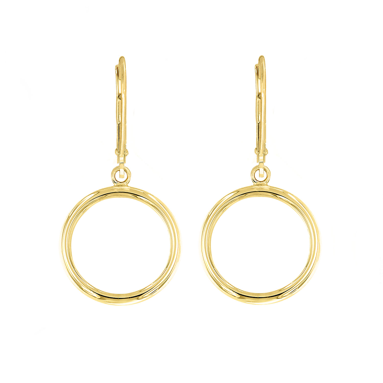 Orecchini Pendenti A Cerchio Per Donna, Placcati Oro 14K, Con Ciondolo A Forma Di Moneta, Diametro 1,3 Cm, In Elegante Scatola Di Velluto