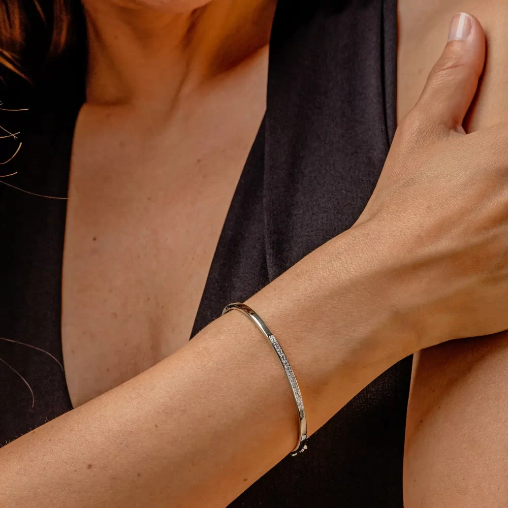 Bracciale rigido dodici zaffiri oro bianco - immagine 4