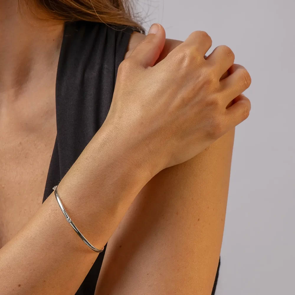 Bracciale rigido zaffiro oro bianco - immagine 4