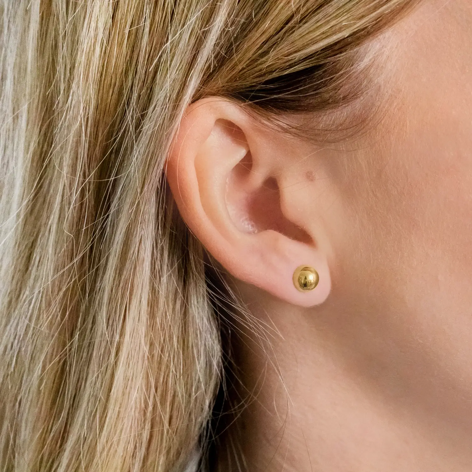 Orecchini A Sfera Oro 18 Carati (18K), Diametro 4 Mm, Peso 0.35g, Eleganti E Minimal, Con Cofanetto Velluto