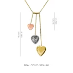 Marlion Jewels Collana Lunga Donna Con Tre Cuori - In Acciaio 316L, Placcato Oro O Argento, Regalo In Scatola