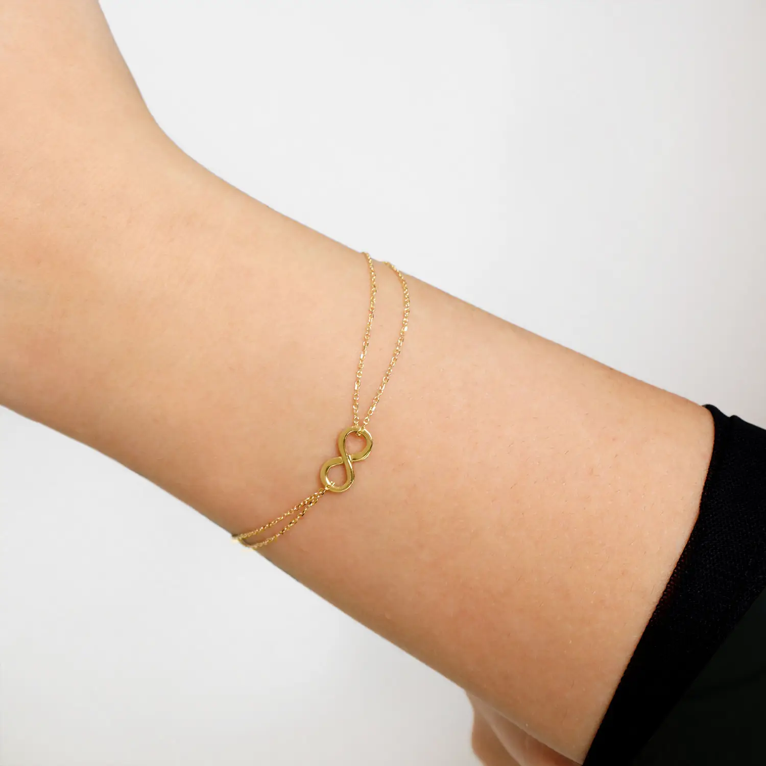 MicLee Bracciale Infinito Oro Rosa | Simbolo Con Zirconi | Argento 925 Regolabile Per Donna